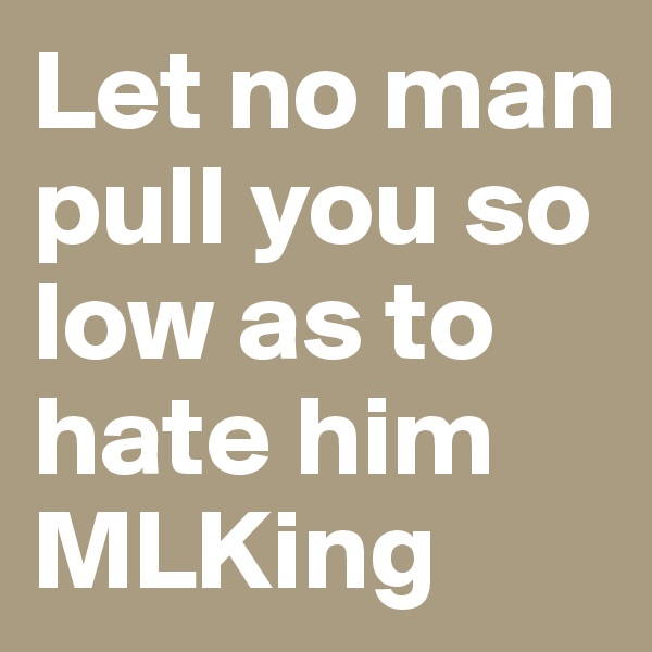 Let no man pull you so low as to hate him
MLKing