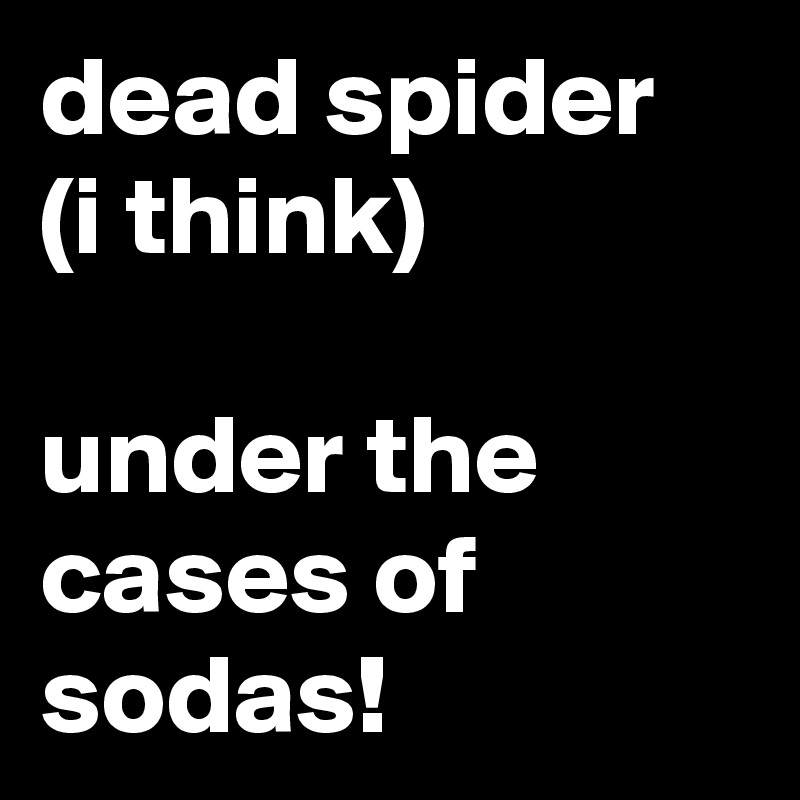 dead spider
(i think)

under the cases of sodas!