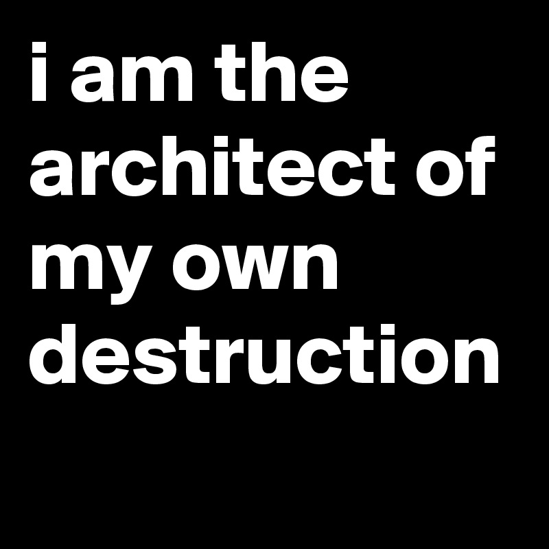 i am the architect of my own destruction