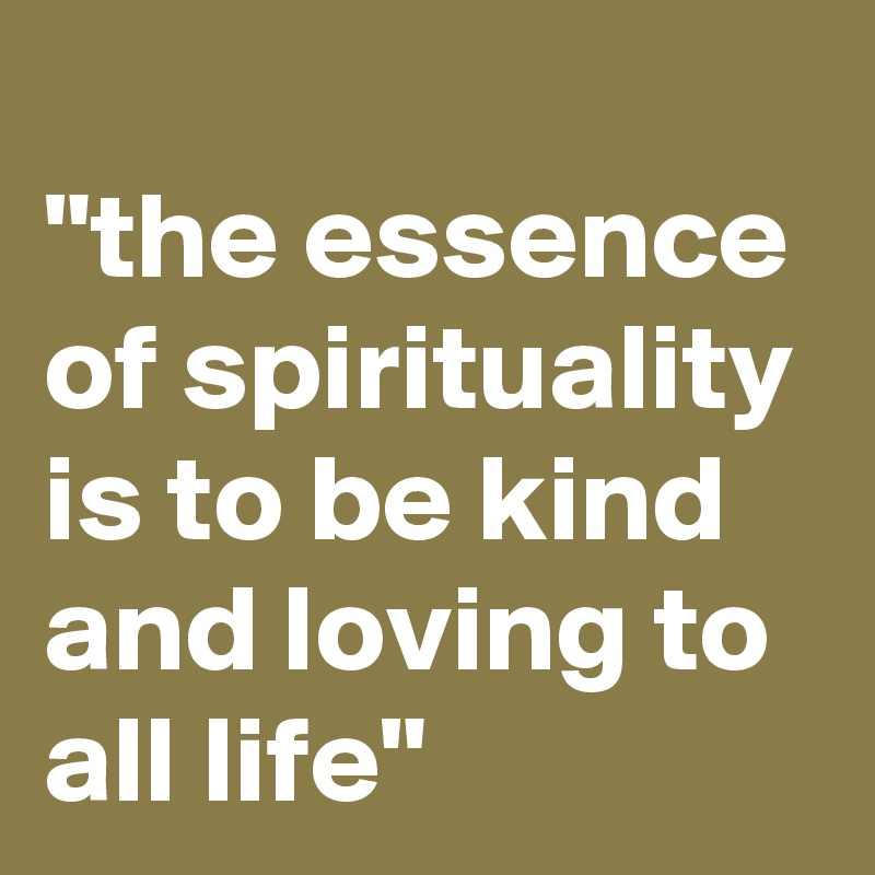 
"the essence of spirituality is to be kind and loving to all life"
