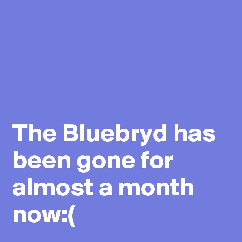 



The Bluebryd has been gone for almost a month now:(