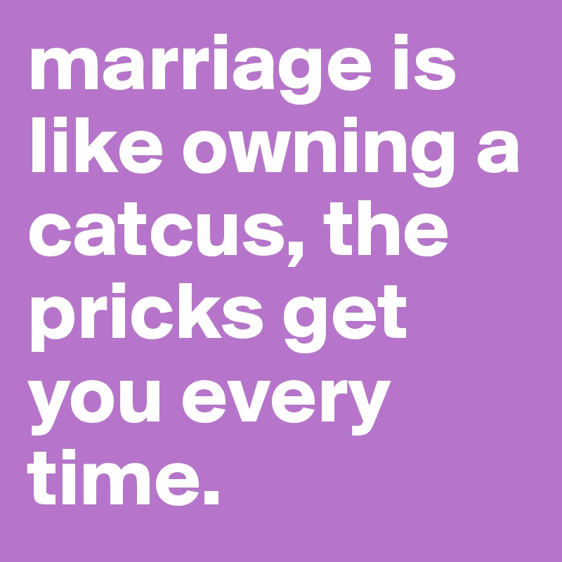 marriage is like owning a catcus, the pricks get you every time.