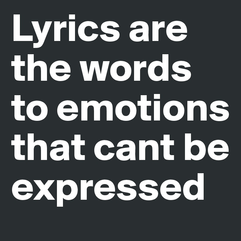 Lyrics are the words to emotions that cant be expressed 