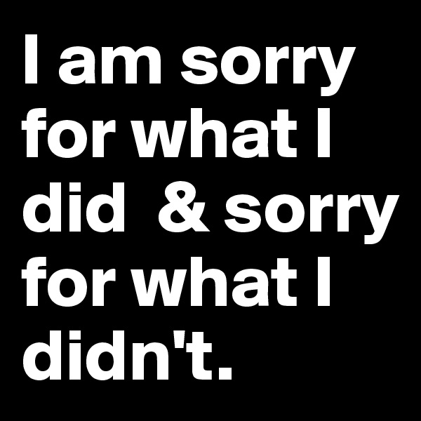 I am sorry for what I did  & sorry for what I didn't.