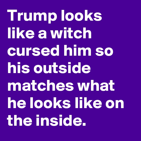 Trump looks like a witch cursed him so his outside matches what he looks like on the inside.