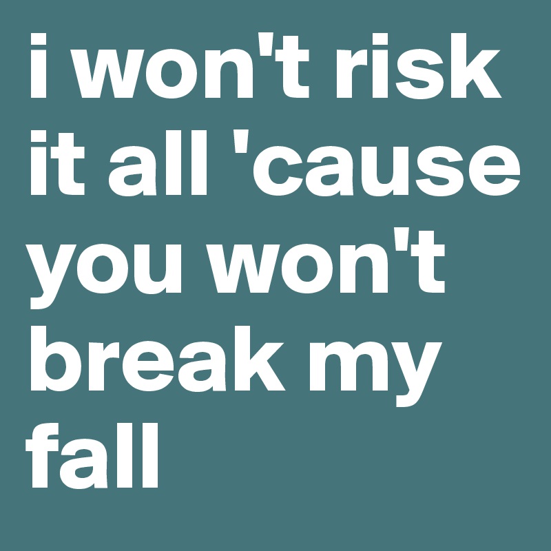 i won't risk it all 'cause you won't break my fall 