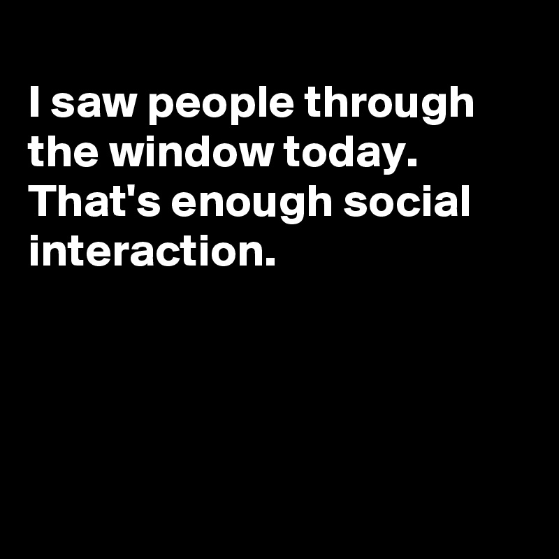 I Saw People Through The Window Today That S Enough Social Interaction Post By Fionacatherine On Boldomatic