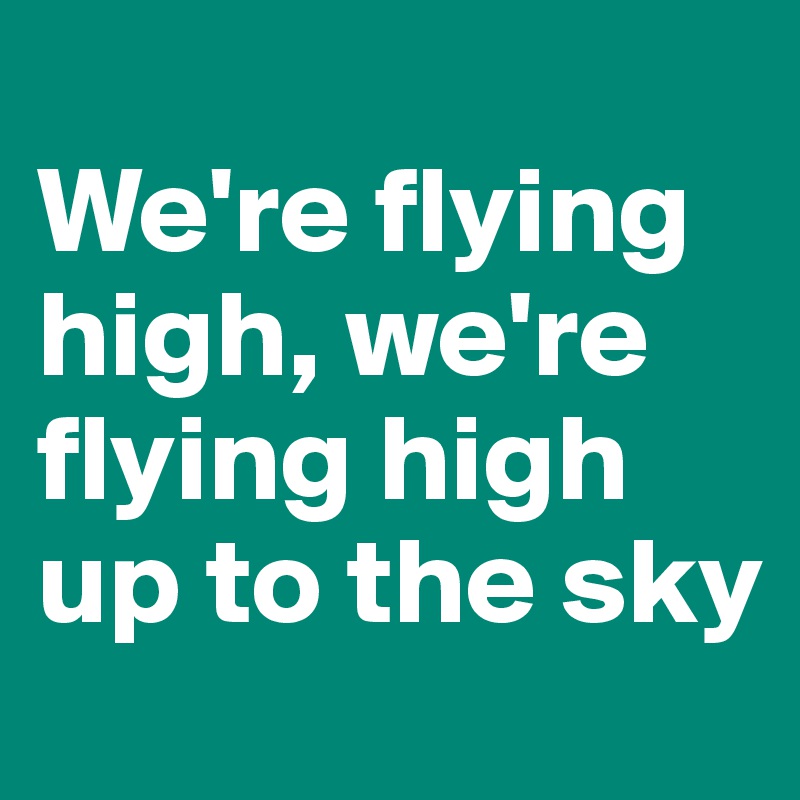 
We're flying high, we're flying high up to the sky