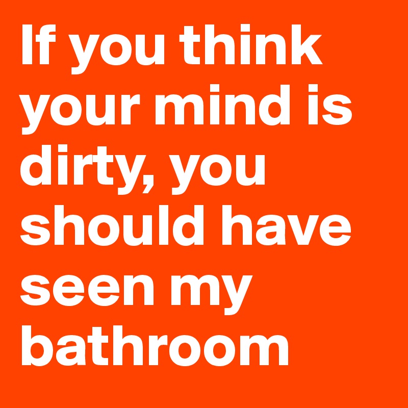 If you think your mind is dirty, you should have seen my bathroom