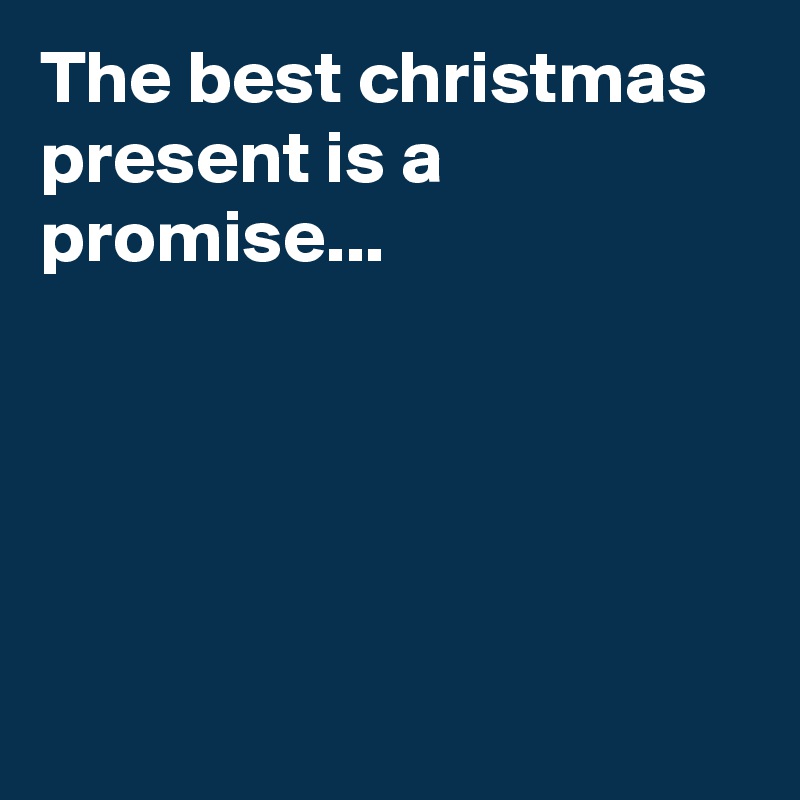 The best christmas present is a promise...





