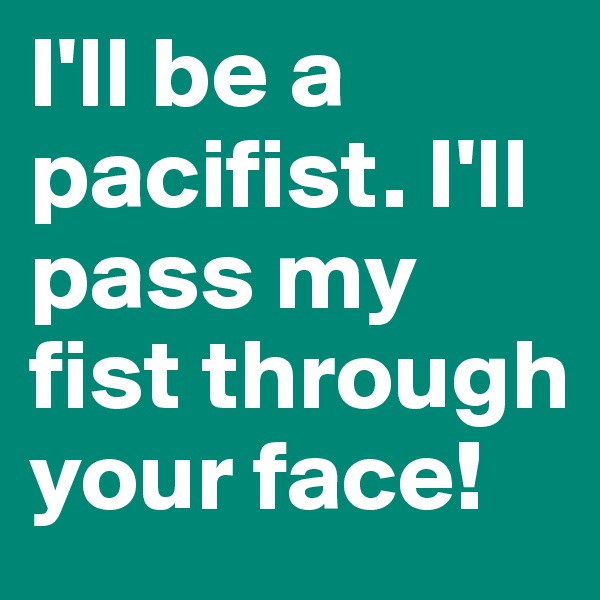 I'll be a pacifist. I'll pass my fist through your face!