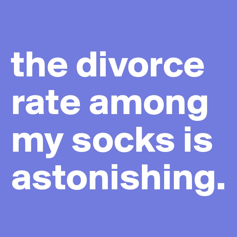 
the divorce rate among my socks is astonishing.