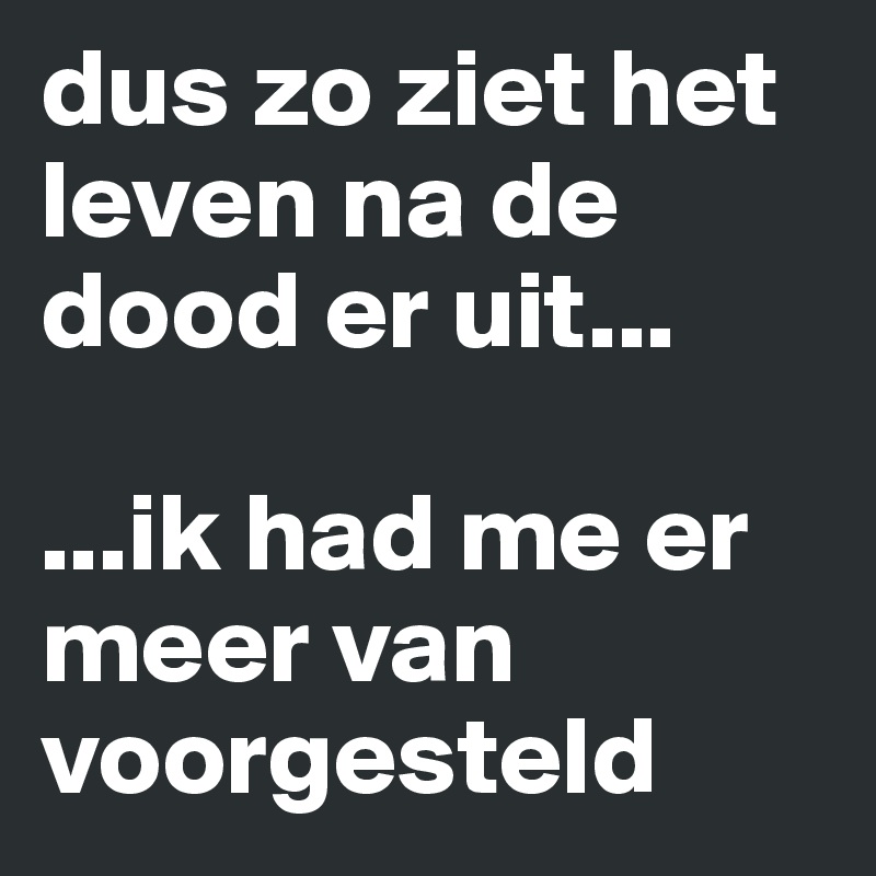 dus zo ziet het leven na de dood er uit...

...ik had me er meer van voorgesteld