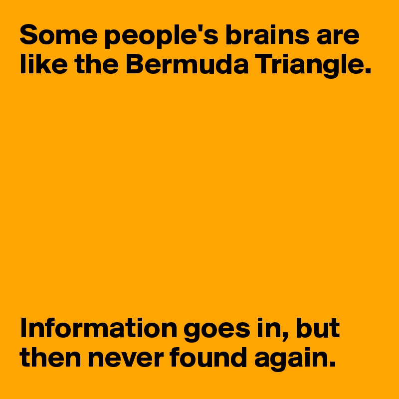 Some people's brains are like the Bermuda Triangle.








Information goes in, but
then never found again.