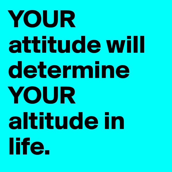 YOUR attitude will determine YOUR altitude in life.