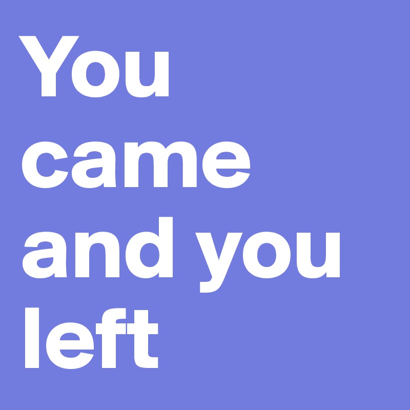 You came and you left