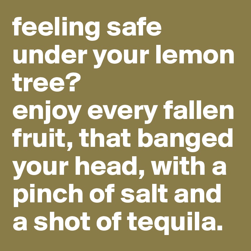 feeling safe under your lemon tree?
enjoy every fallen fruit, that banged your head, with a pinch of salt and a shot of tequila.