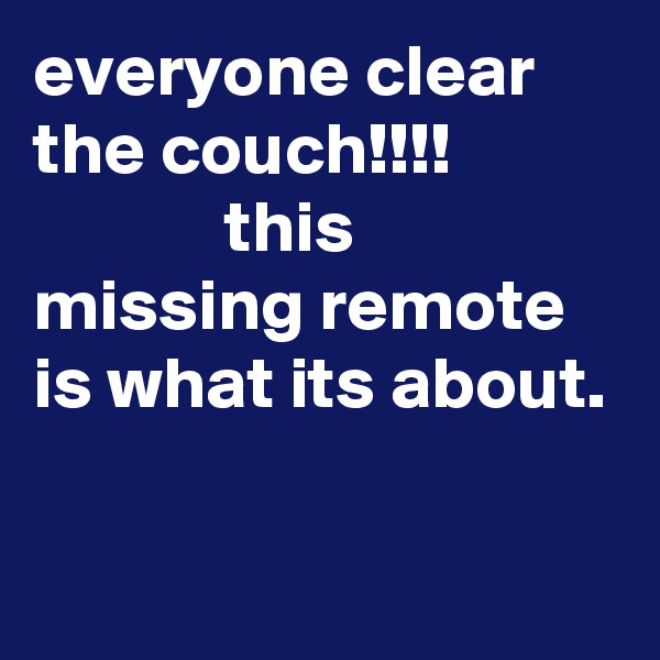 everyone clear the couch!!!!                        this missing remote is what its about.  

