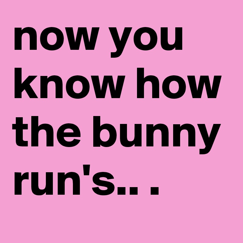 now you know how the bunny run's.. .
