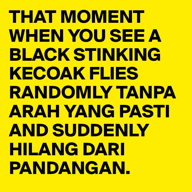 THAT MOMENT WHEN YOU SEE A BLACK STINKING KECOAK FLIES RANDOMLY TANPA ARAH YANG PASTI AND SUDDENLY HILANG DARI PANDANGAN.