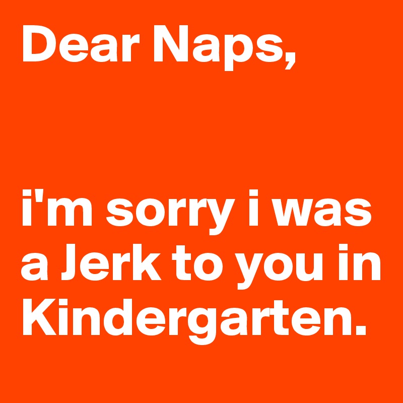 Dear Naps,


i'm sorry i was a Jerk to you in Kindergarten.