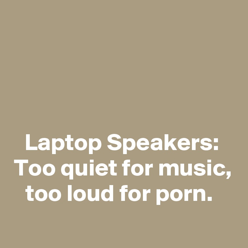 



Laptop Speakers: Too quiet for music, too loud for porn. 
