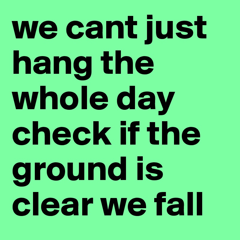 we cant just hang the whole day check if the ground is clear we fall