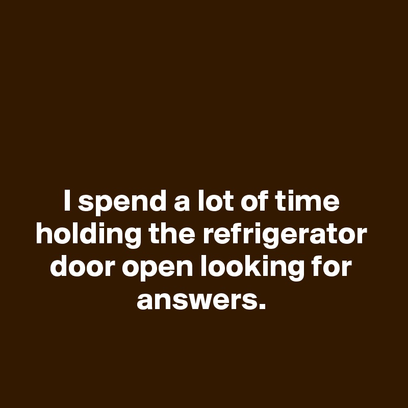 




I spend a lot of time holding the refrigerator door open looking for answers.

