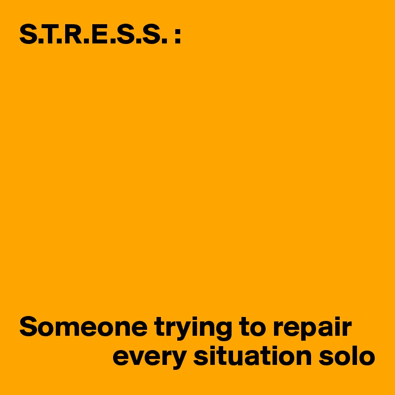 S.T.R.E.S.S. : 









Someone trying to repair 
                every situation solo