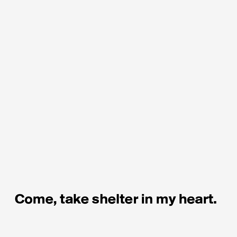 











 Come, take shelter in my heart.