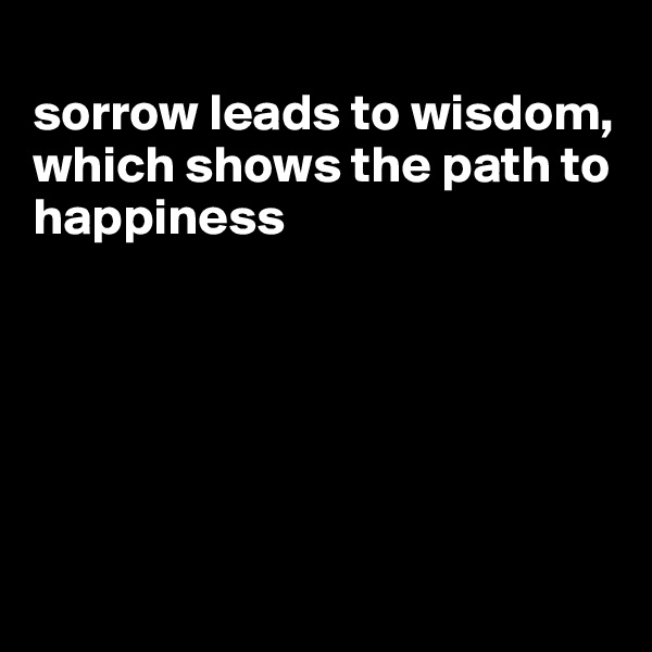
sorrow leads to wisdom, which shows the path to happiness






