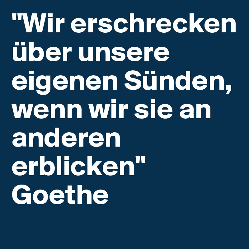 "Wir erschrecken über unsere eigenen Sünden, wenn wir sie an anderen erblicken" Goethe