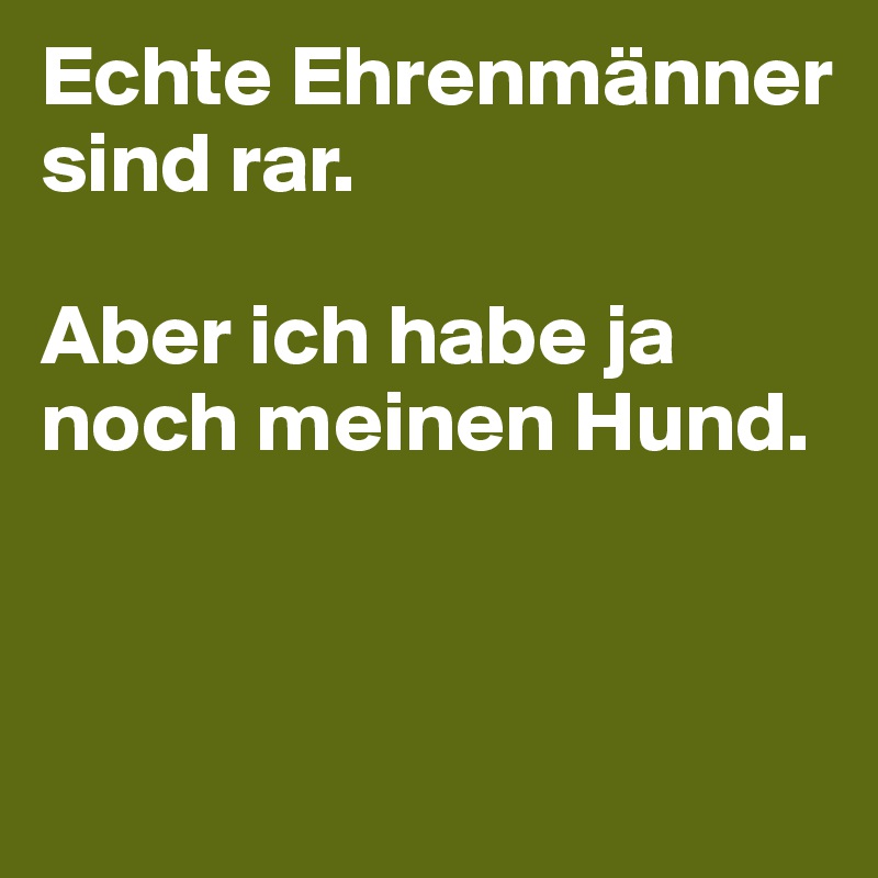 Echte Ehrenmänner sind rar.

Aber ich habe ja noch meinen Hund.


