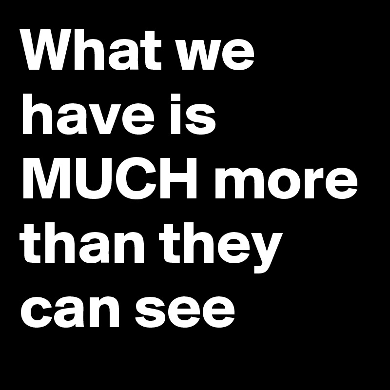 What we have is MUCH more than they can see