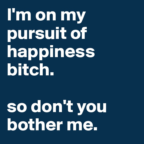 I'm on my pursuit of happiness 
bitch. 

so don't you bother me.