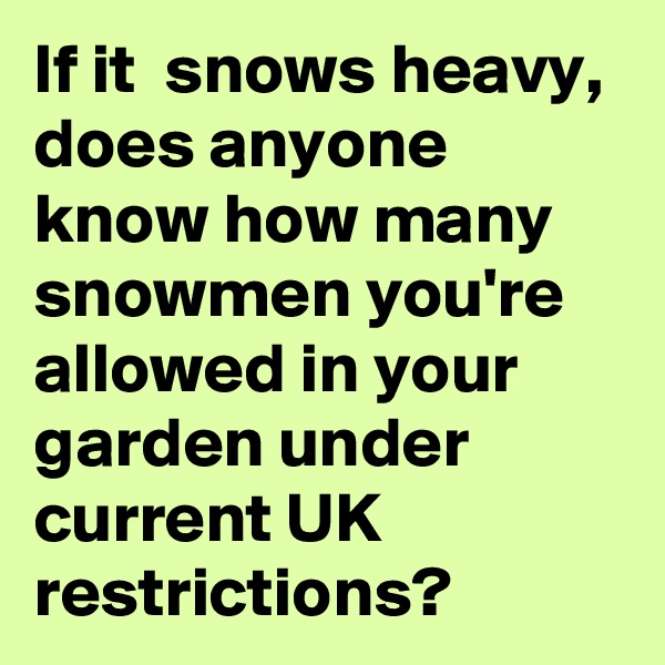 If it  snows heavy, does anyone know how many snowmen you're allowed in your garden under current UK restrictions?