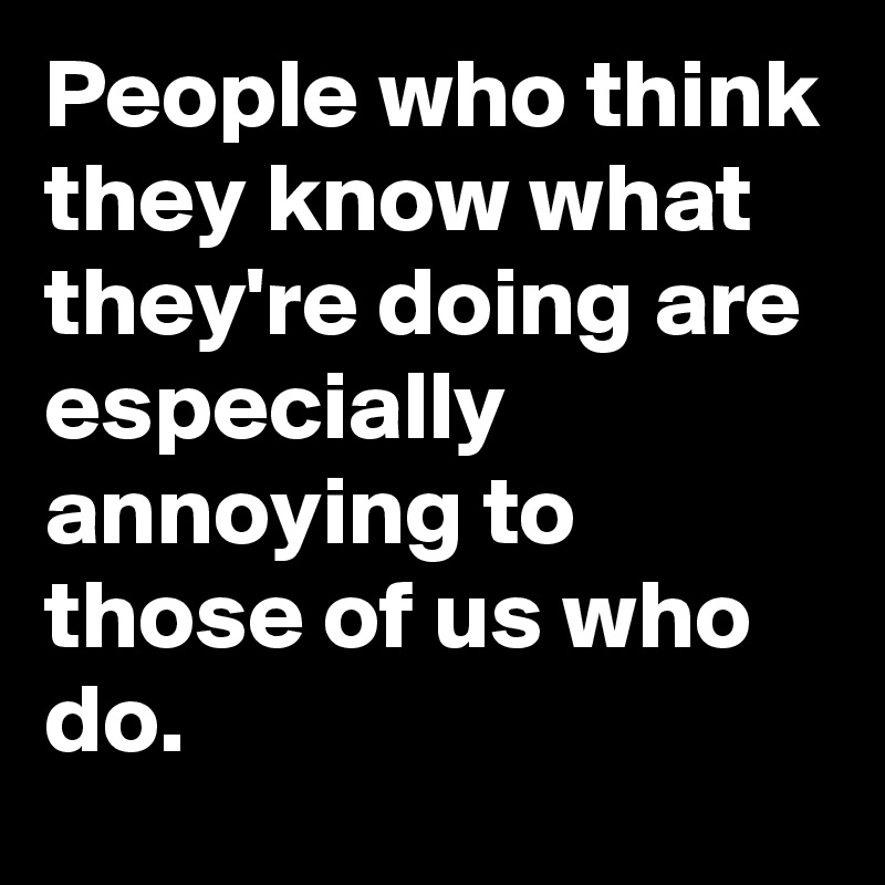 People who think they know what they're doing are especially annoying to those of us who do. 