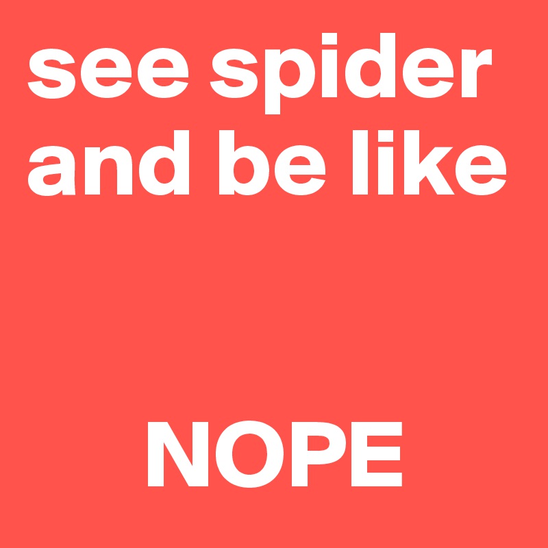 see spider and be like 


      NOPE