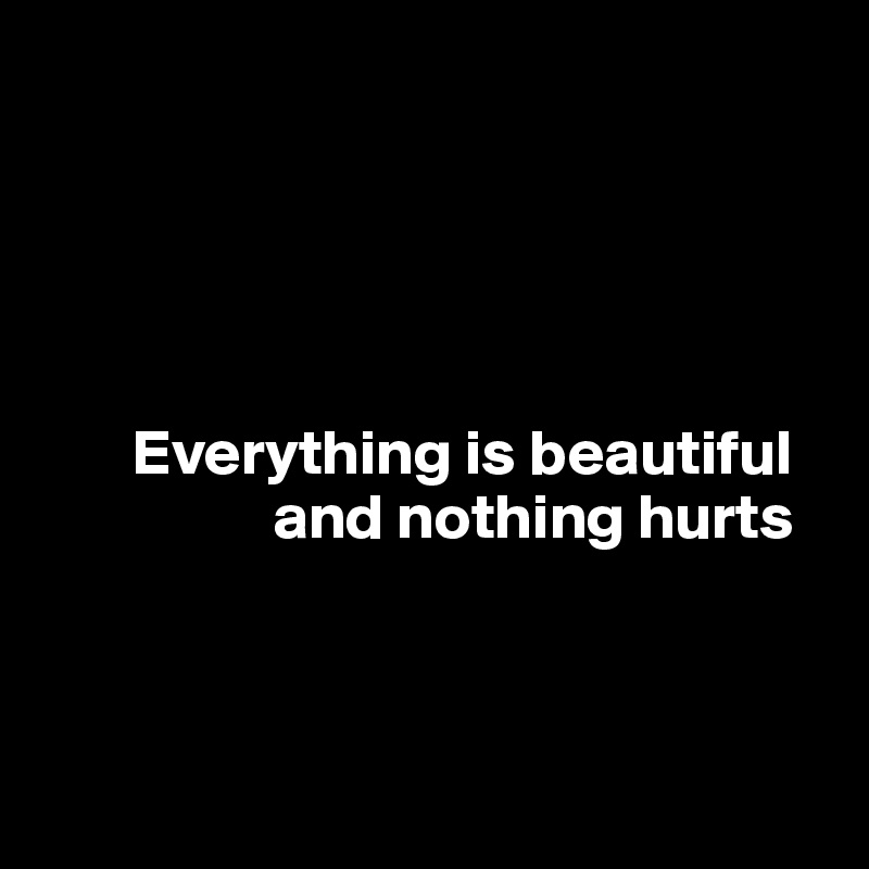 





       Everything is beautiful
                  and nothing hurts



