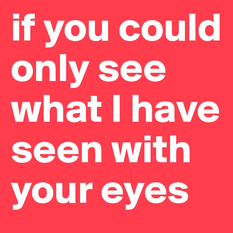 if you could only see what I have seen with your eyes