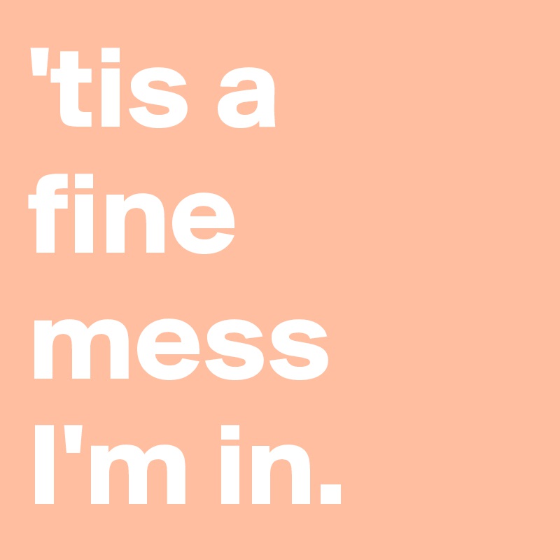 'tis a fine mess I'm in.