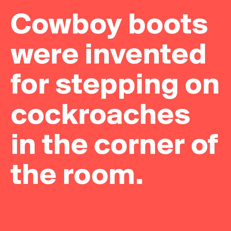 Cowboy boots were invented for stepping on cockroaches in the corner of the room. 