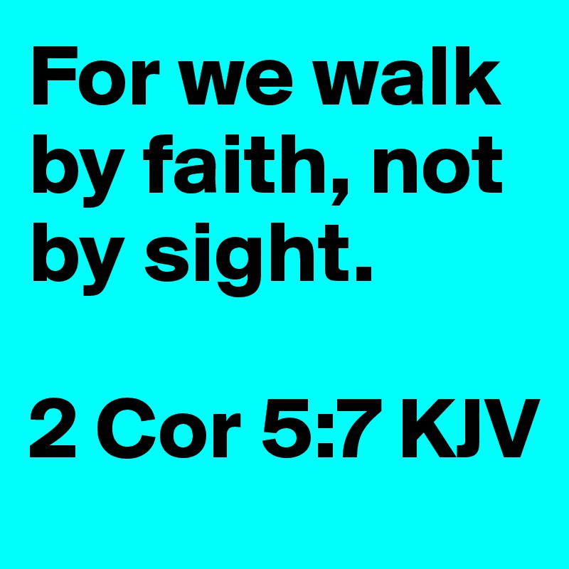 For we walk by faith, not by sight. 

2 Cor 5:7 KJV 