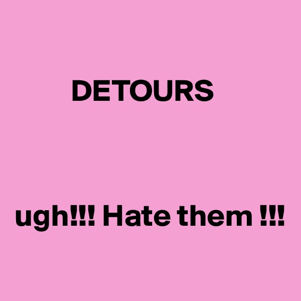 

         DETOURS



ugh!!! Hate them !!!
