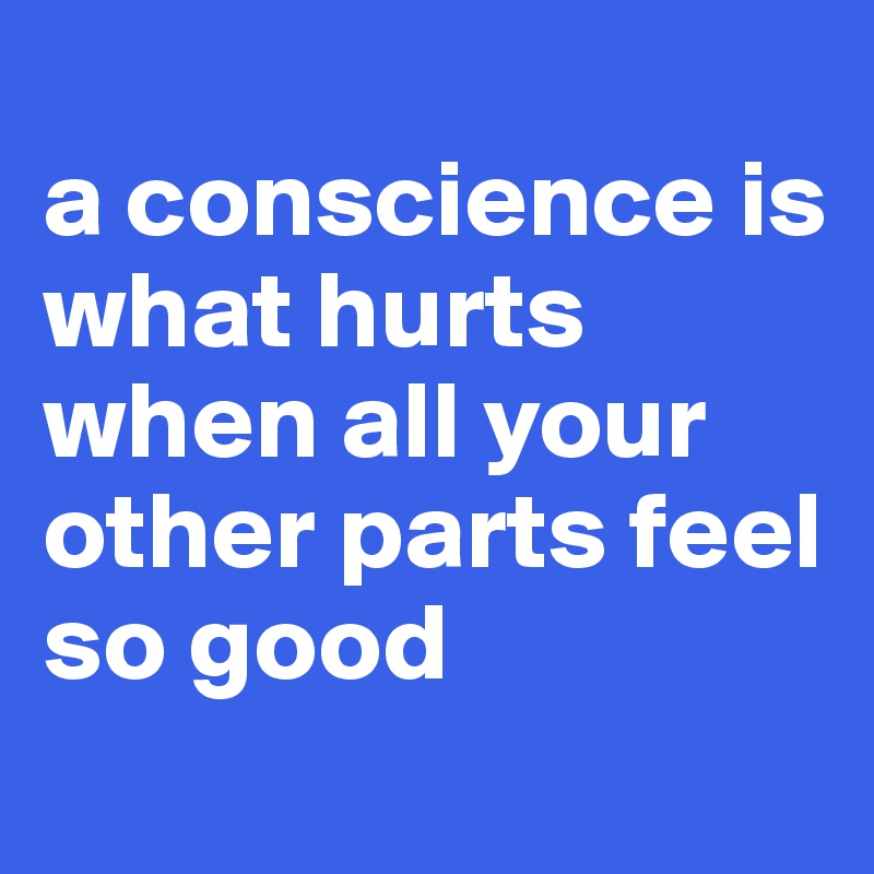 
a conscience is what hurts when all your other parts feel so good
