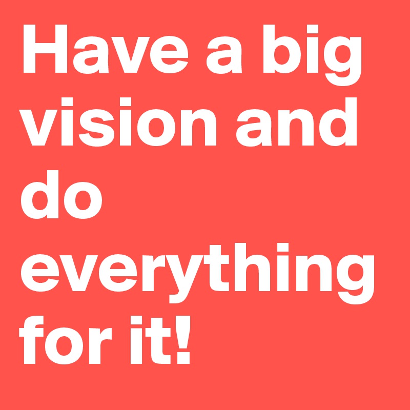 Have a big vision and do everything for it!