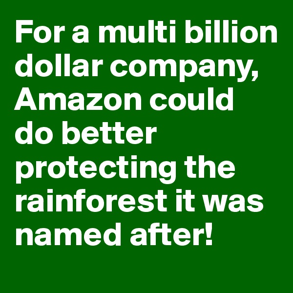 For a multi billion dollar company, Amazon could do better protecting the rainforest it was named after!