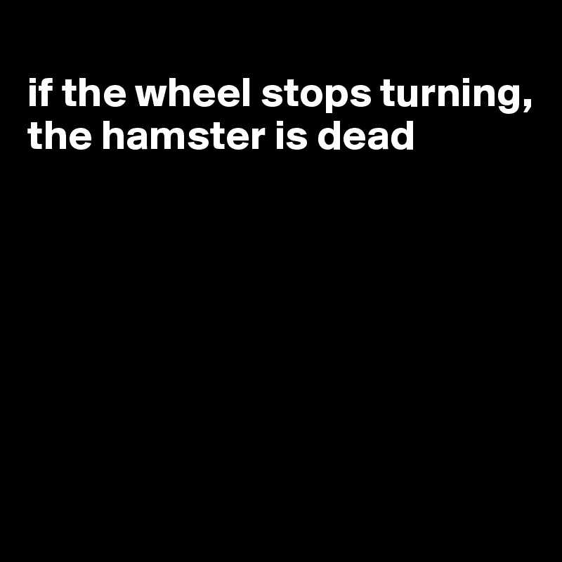 
if the wheel stops turning, the hamster is dead







