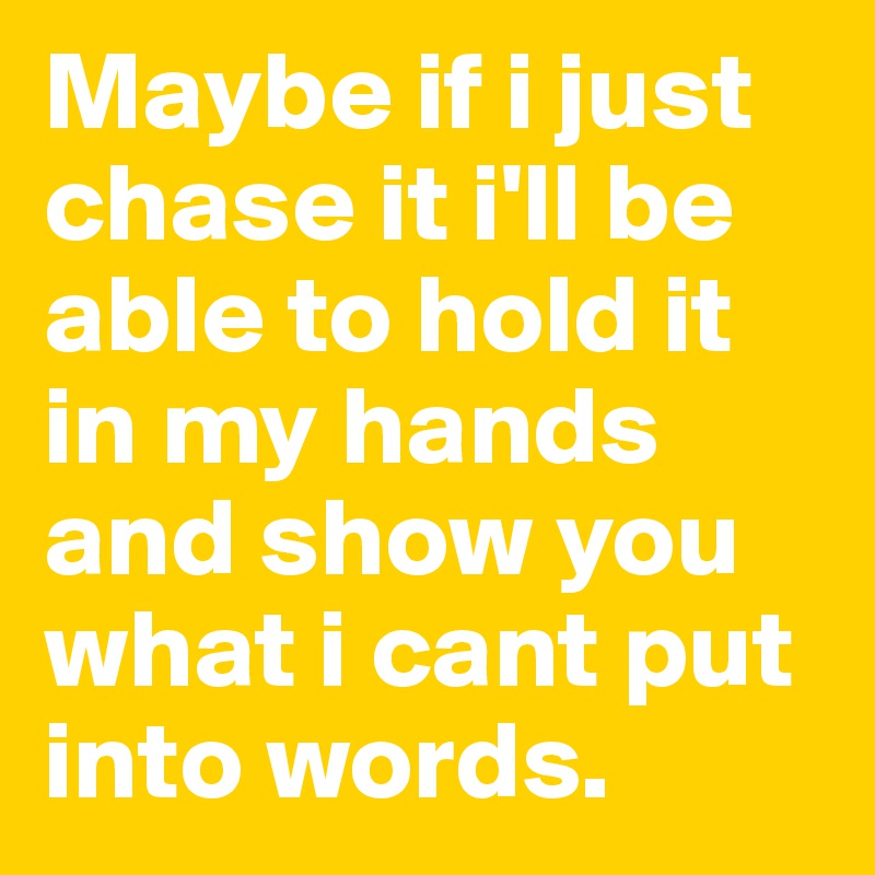 Maybe if i just chase it i'll be able to hold it in my hands and show you what i cant put into words.