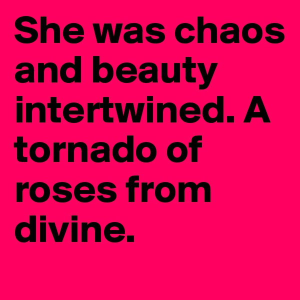 She was chaos and beauty intertwined. A tornado of roses from divine. 